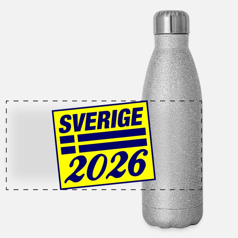 Drapeau de Suède 2026 Gourde isotherme panoramique pailletée 500 ml