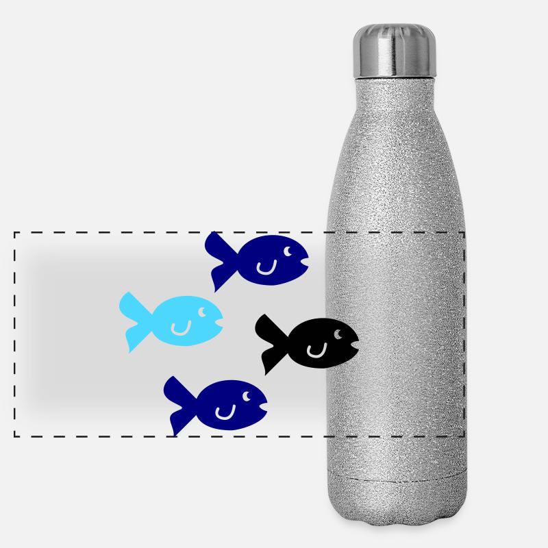 Fische Silhouette Panorama Glitzer Isolierflasche 500 ml
