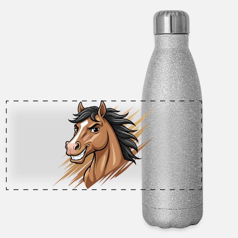 Dynamic Cartoon Horse Head Panoramic Glitter Thermal Bottle 500 ml