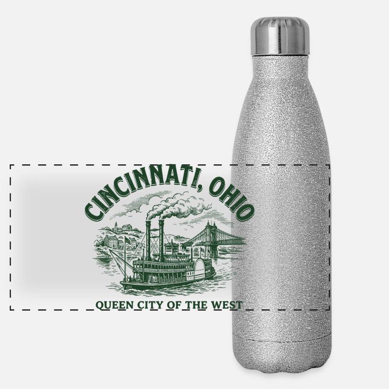 Patrimoine des navires à vapeur de Cincinnati Gourde isotherme panoramique pailletée 500 ml