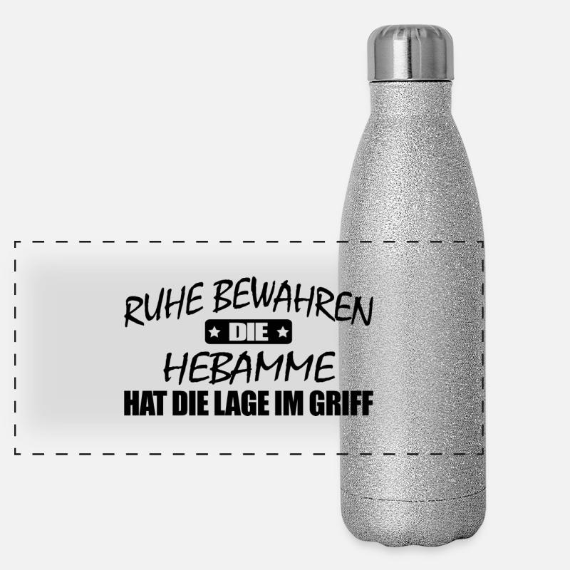 Hebamme-Ruhe bewahren-Entspann Dich Panorama Glitzer Isolierflasche 500 ml