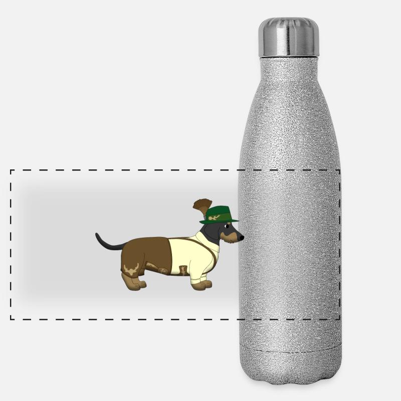 Der bayerische Dackel weißes Hemd Panorama Glitzer Isolierflasche 500 ml