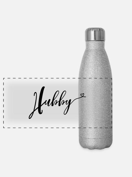lovely hubby - Gourde isotherme panoramique pailletée 500 ml - paillettes argentées - Devant