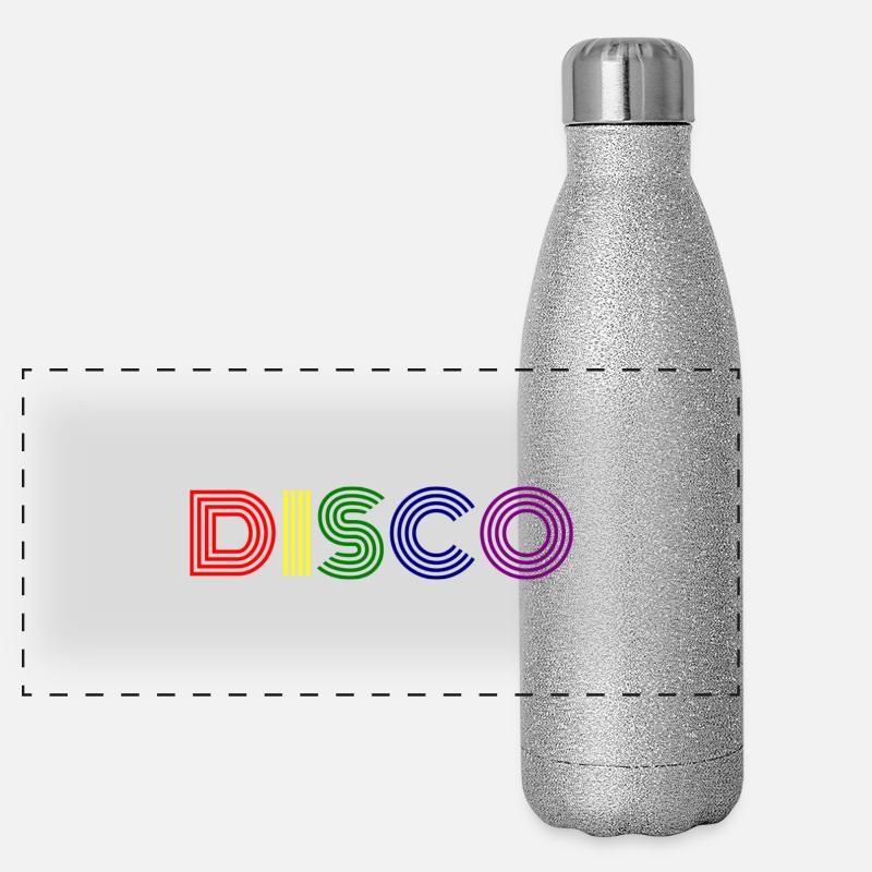 Disco Neon Streifen Retro Panorama Glitzer Isolierflasche 500 ml
