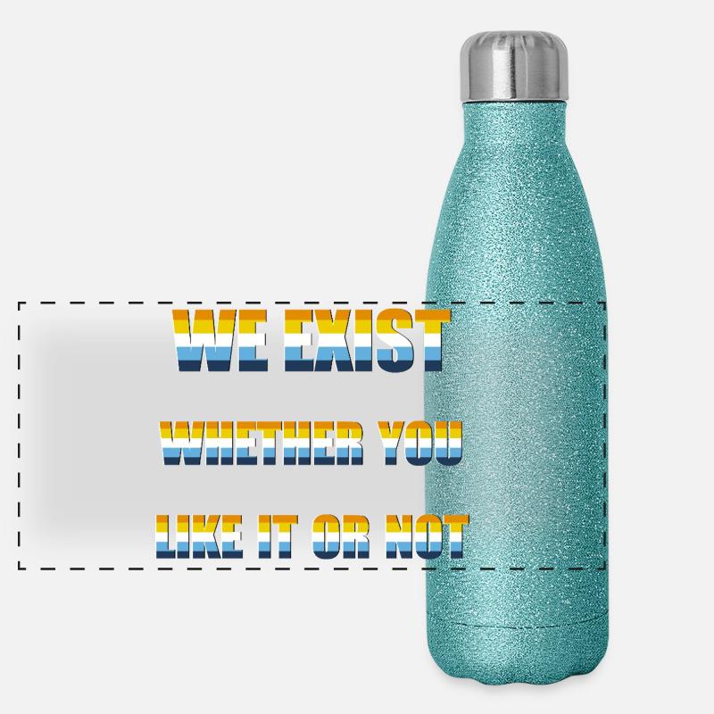 Wir existieren - AroAce Flag Panorama Glitzer Isolierflasche 500 ml