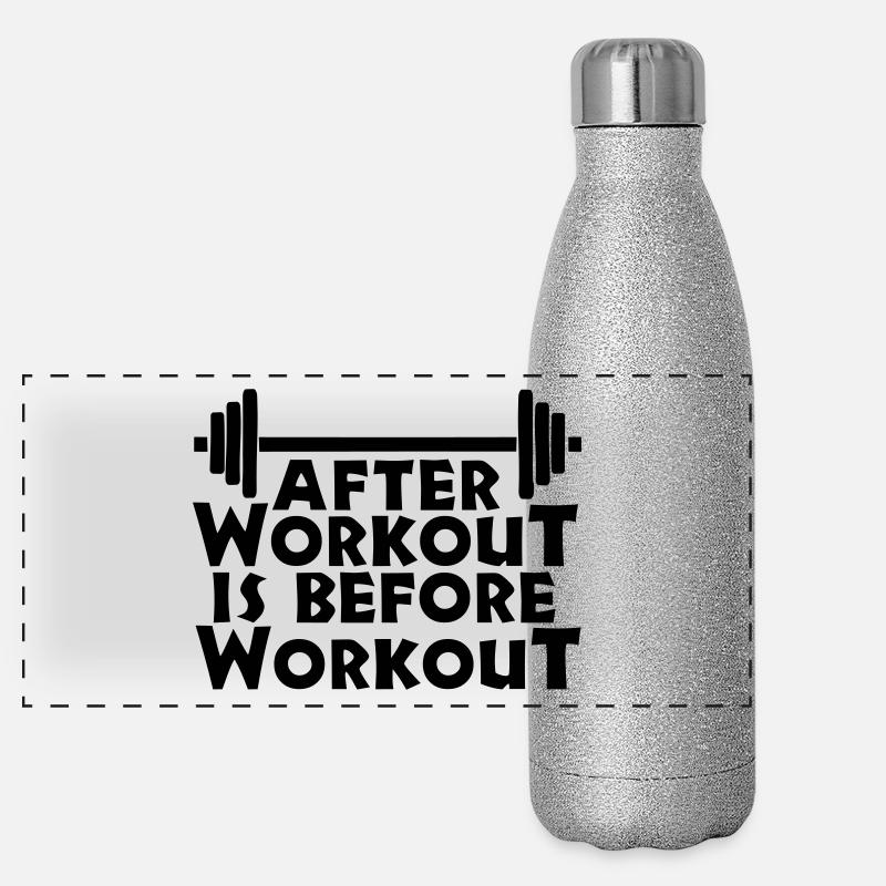 After Workout is before - Gourde isotherme panoramique pailletée 500 ml - paillettes argentées