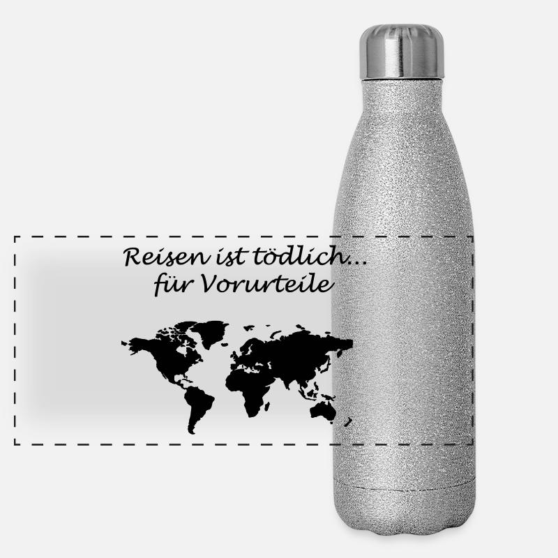 Reisen ist tödlich Panorama Glitzer Isolierflasche 500 ml