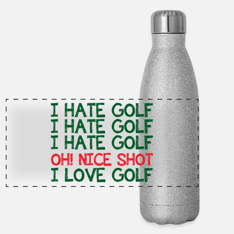 Golf Caddy Golfplatz Putter Birdie Geschenk Tee Panorama Glitzer Isolierflasche 500 ml