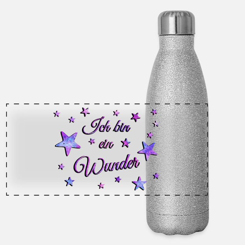 Ich bin ein Wunder - lila | Sterne Geburt Baby Panorama Glitzer Isolierflasche 500 ml