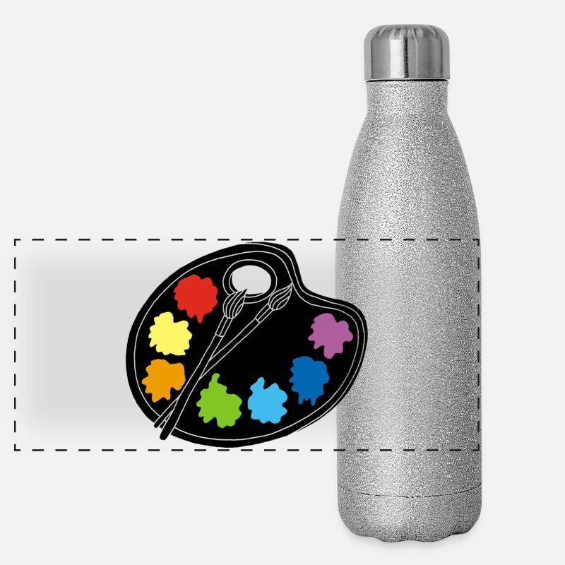 Künstler (Schwarz) Panorama Glitzer Isolierflasche 500 ml