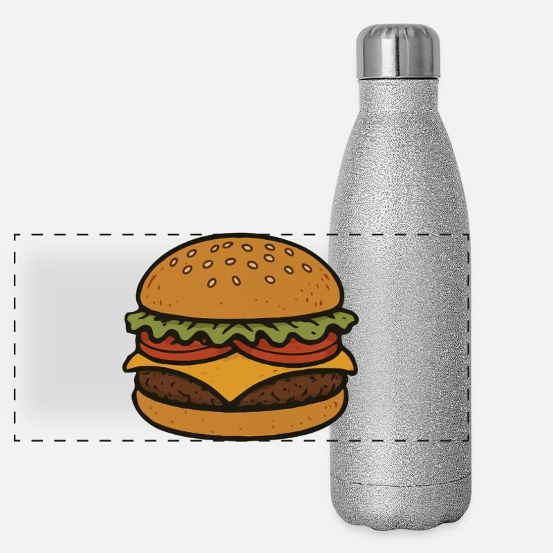 Hamburger comique Gourde isotherme panoramique pailletée 500 ml