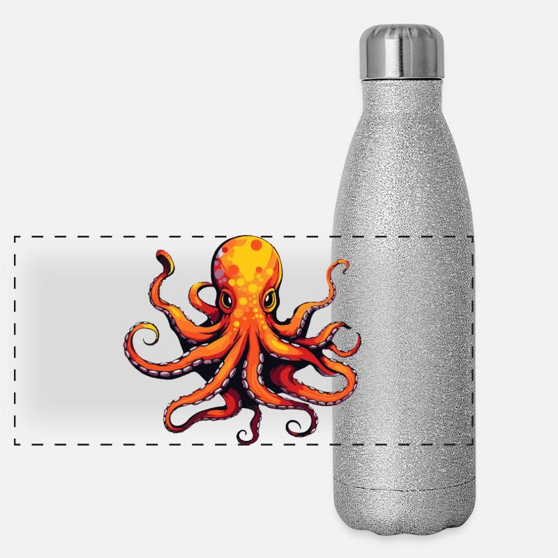 Squid Octopus Animal Panoramic Glitter Thermal Bottle 500 ml