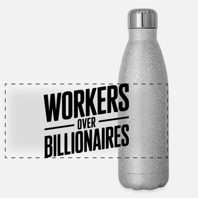 Arbeiter statt Milliardäre Panorama Glitzer Isolierflasche 500 ml