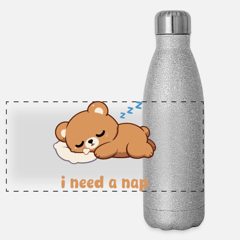 Schlafendes Bärchen Motiv Panorama Glitzer Isolierflasche 500 ml