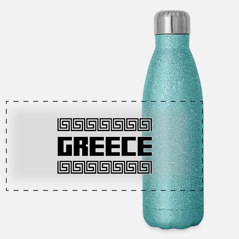 Greece Country Islands Hellas Symbol Gift Panoramic Glitter Thermal Bottle 500 ml