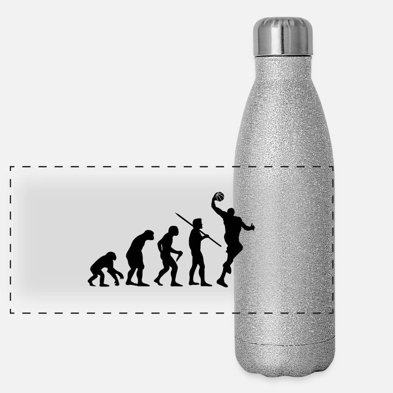 Evolution des Menschen - Basketball Panorama Glitzer Isolierflasche 500 ml