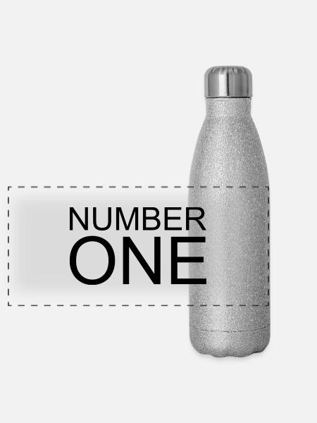 Number One - Gourde isotherme panoramique pailletée 500 ml - paillettes argentées - Devant