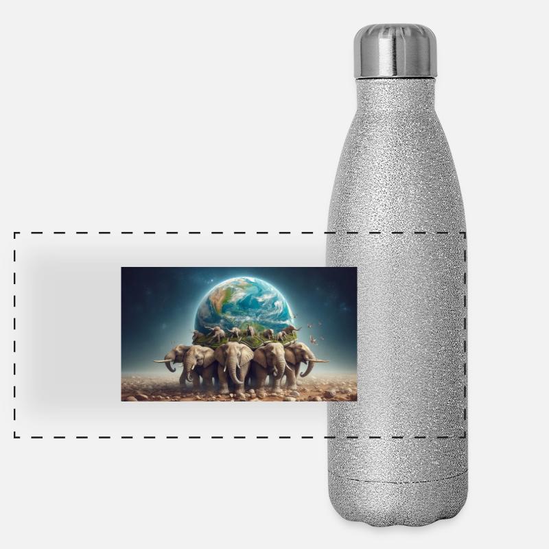 Carry the world - Panoramic Glitter Thermal Bottle 500 ml - silver glitter