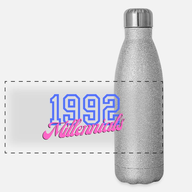 Retro 1992 Millennial Numerisches Design Panorama Glitzer Isolierflasche 500 ml