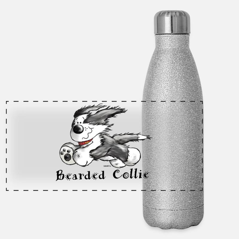Bearded Collie Panorama Glitzer Isolierflasche 500 ml