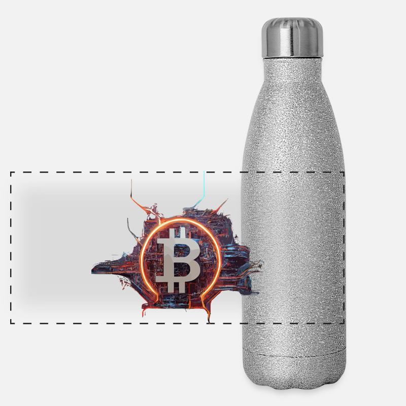 Conception cyber-moderne du Bitcoin Gourde isotherme panoramique pailletée 500 ml