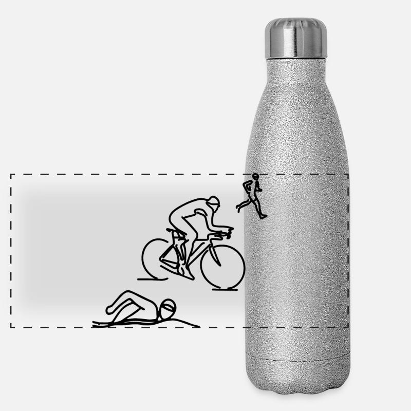 Triathlet Skizze Panorama Glitzer Isolierflasche 500 ml