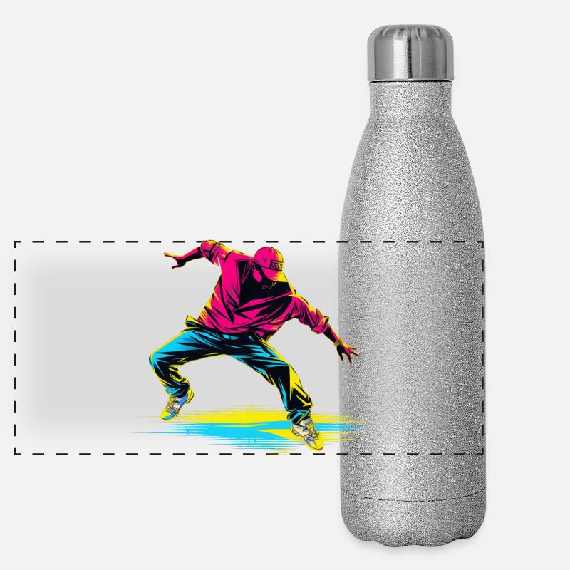 Breakdance Rétrowave Gourde isotherme panoramique pailletée 500 ml