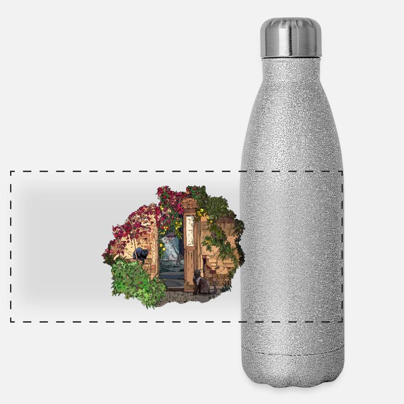 Black Cats Panoramic Glitter Thermal Bottle 500 ml