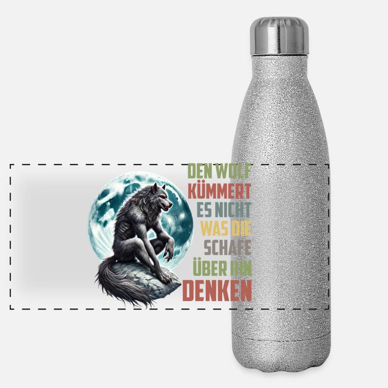 Loups LE LOUP SE MOQUE DE CE QUE PENSENT LES MOUTONS Gourde isotherme panoramique pailletée 500 ml