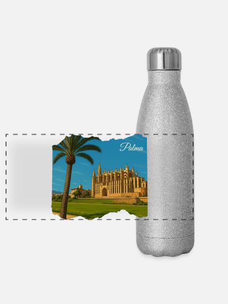 Mallorca Palma Kathedrale - Panorama Glitzer Isolierflasche 500 ml - Silber Glitzer