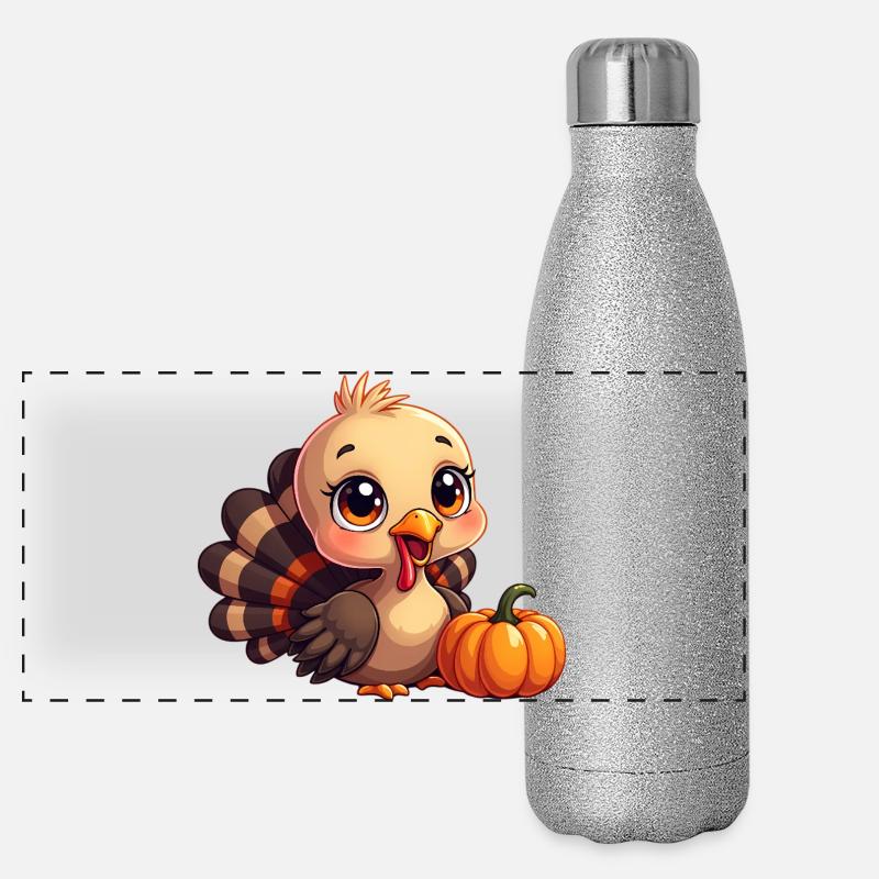 Bébé dinde de Thanksgiving Gourde isotherme panoramique pailletée 500 ml