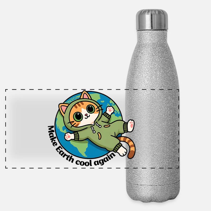 Save Planet Earth, Make Earth cool again Panoramic Glitter Thermal Bottle 500 ml
