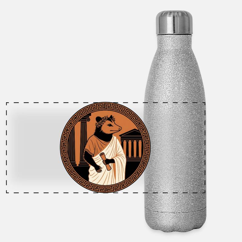 Classical Philosopher Opossum In Antique Toga Panoramic Glitter Thermal Bottle 500 ml