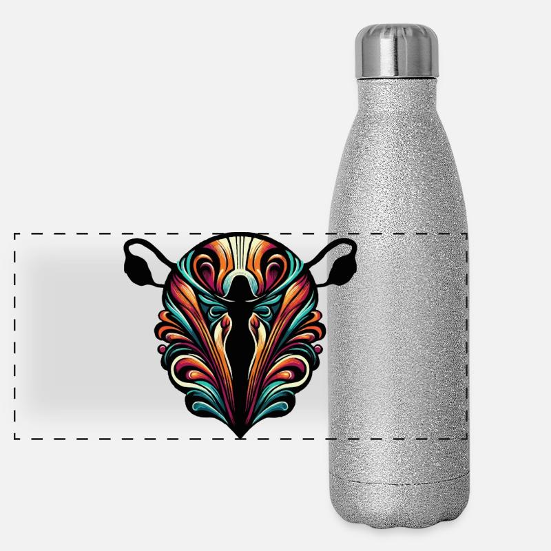 Fruchtbares Weibchen Panorama Glitzer Isolierflasche 500 ml