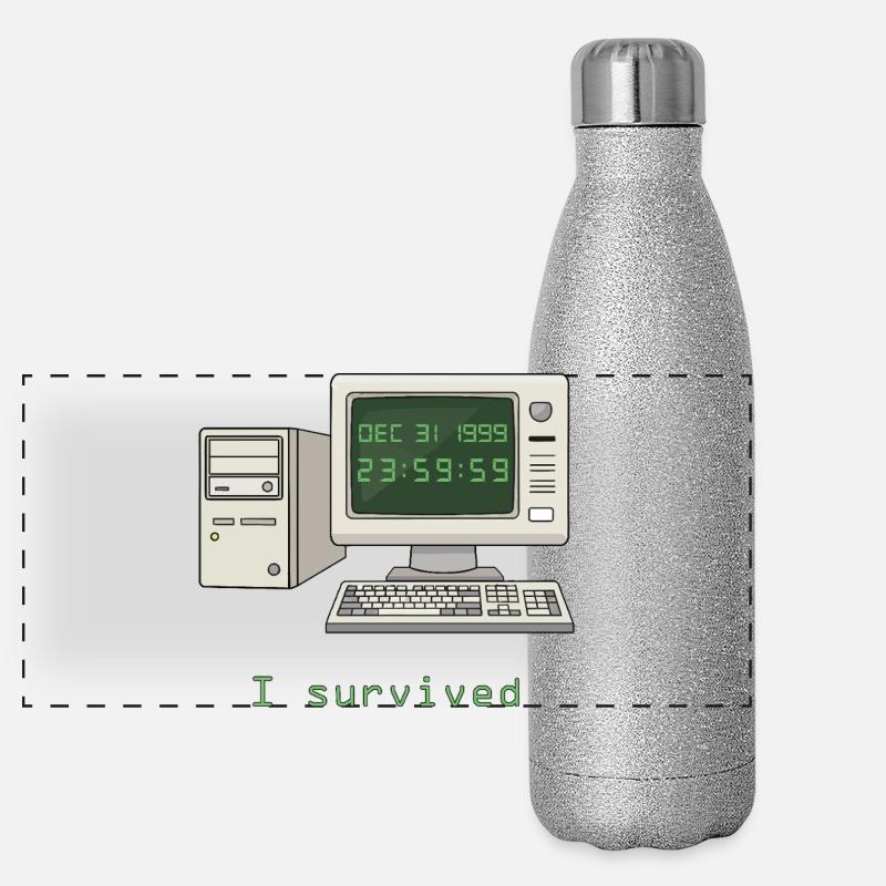 Ich habe Y2K überlebt Panorama Glitzer Isolierflasche 500 ml