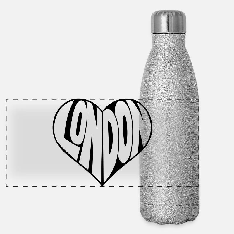 London Herzdesign Panorama Glitzer Isolierflasche 500 ml