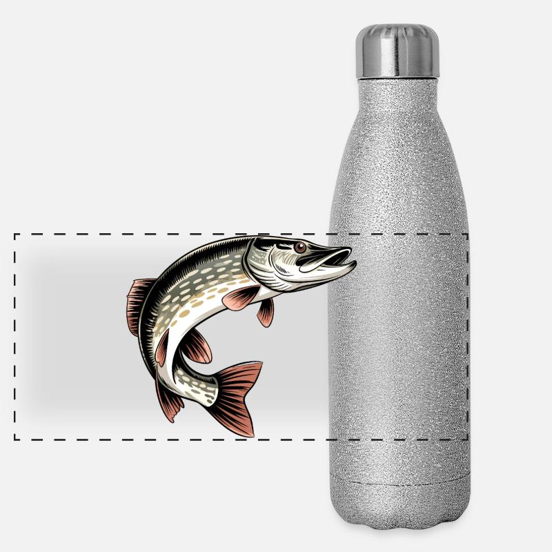 Raubfisch Hecht Panorama Glitzer Isolierflasche 500 ml