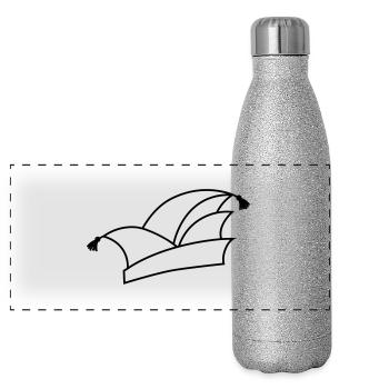 Karneval Narrenkappe 1c - Panorama Glitzer Isolierflasche 500 ml - Silber Glitzer - Vorne