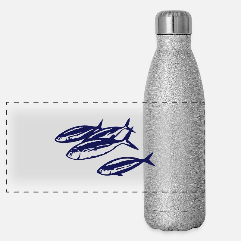 kleiner fischschwarm Panorama Glitzer Isolierflasche 500 ml
