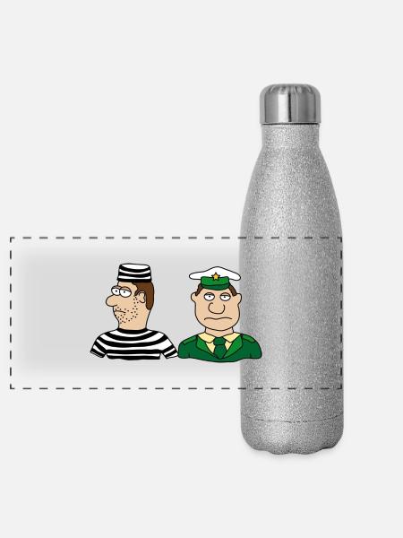 Police - Panoramic Glitter Thermal Bottle 500 ml - silver glitter - Front