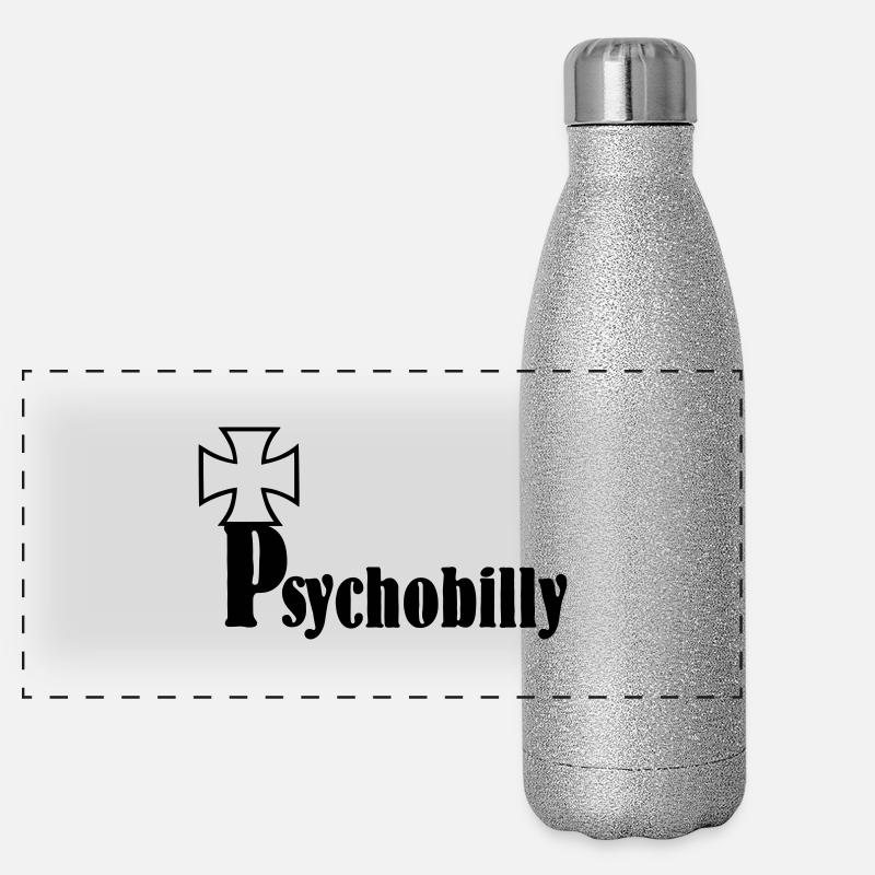 PSYCHOBILLY,ROCK,GITARRE,FLATTOP,FLAT,GITARRE,MUSI - Panorama Glitzer Isolierflasche 500 ml - Silber Glitzer