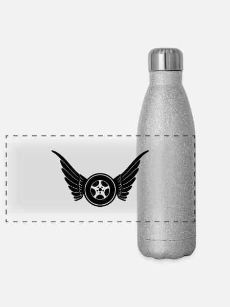 Auto Schutzengel - Panorama Glitzer Isolierflasche 500 ml - Silber Glitzer