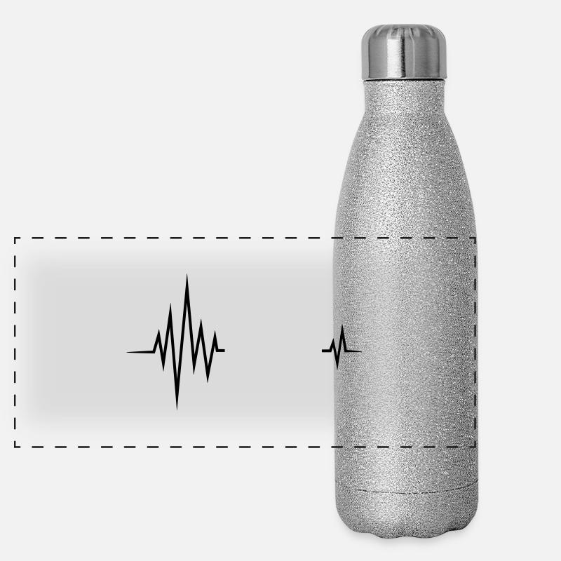 Your text pulse, frequency, heartbeat, party music Panoramic Glitter Thermal Bottle 500 ml