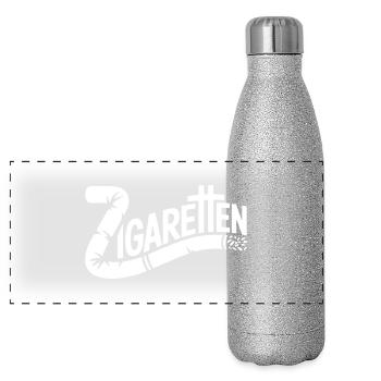 Zigaretten - Deutsche Memes - Panorama Glitzer Isolierflasche 500 ml - Silber Glitzer - Vorne