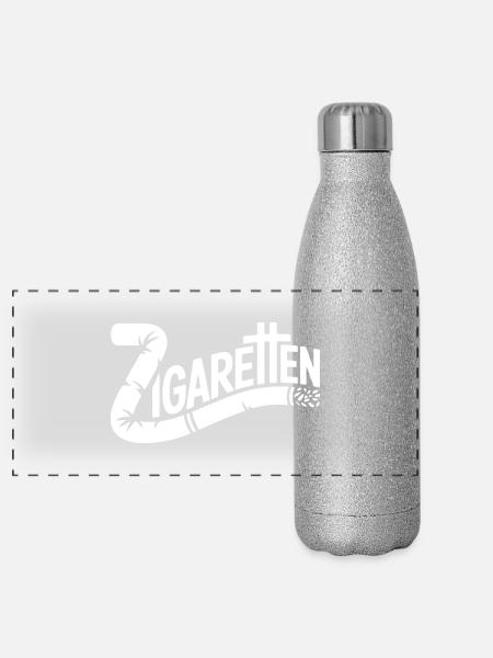 Zigaretten - Deutsche Memes - Panorama Glitzer Isolierflasche 500 ml - Silber Glitzer - Vorne