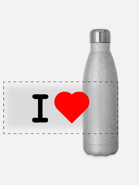 ilove - Gourde isotherme panoramique pailletée 500 ml - paillettes argentées - Devant