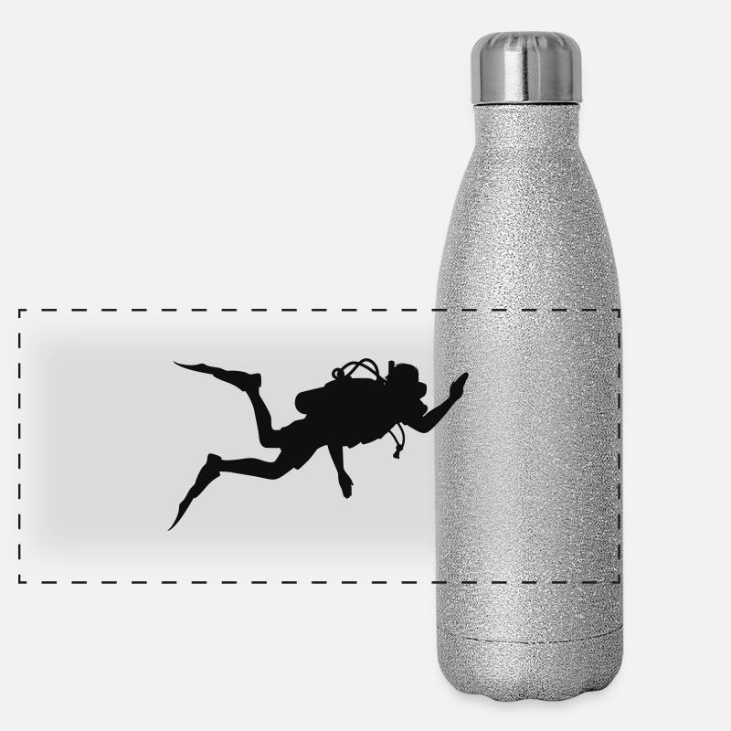 Happy diver - Panorama Glitzer Isolierflasche 500 ml - Silber Glitzer