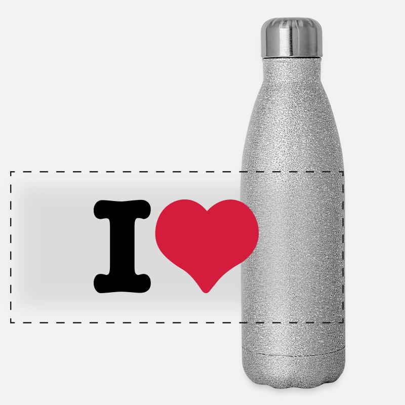 I Love - I Herz Panorama Glitzer Isolierflasche 500 ml