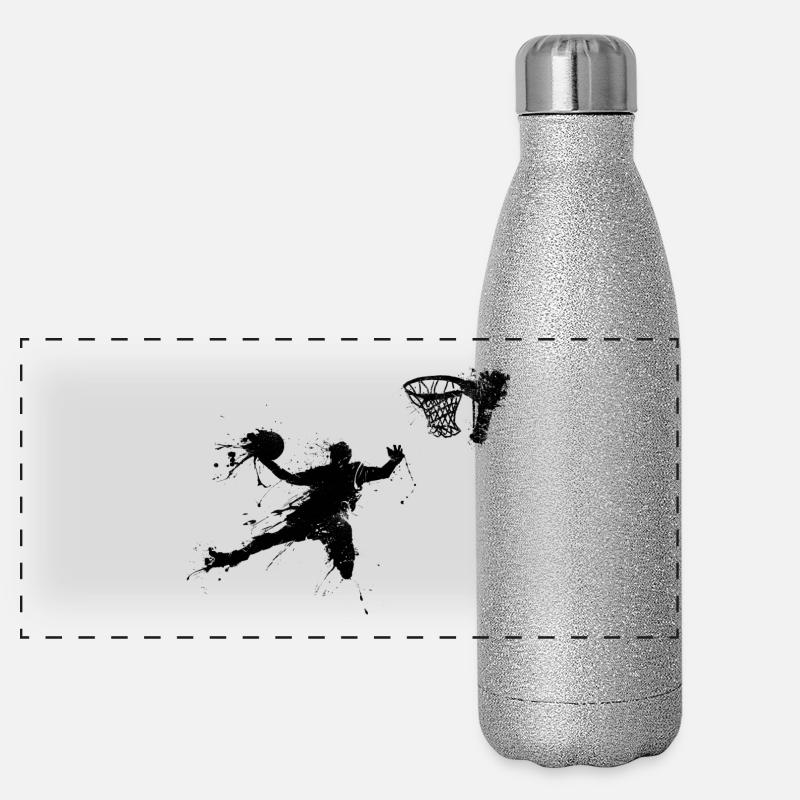baketballer dunking II Panorama Glitzer Isolierflasche 500 ml
