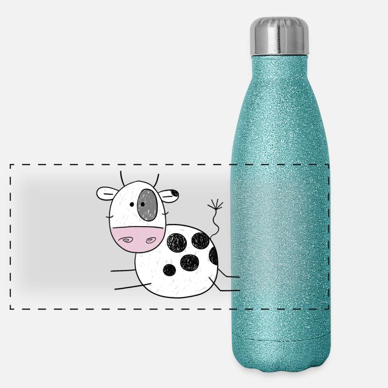 Witzige Kuh Comic I Kinder Geschenk I Kälbchen Panorama Glitzer Isolierflasche 500 ml